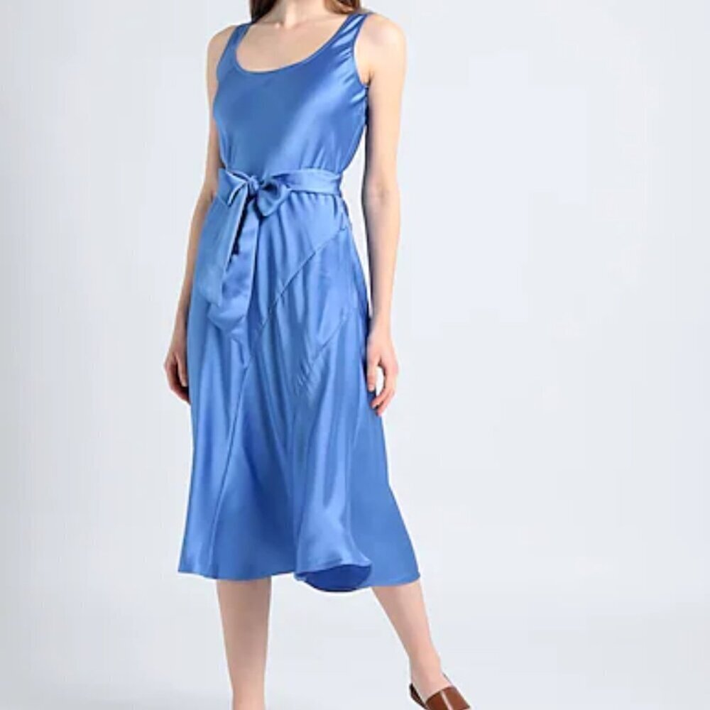Lauren Ralph Lauren Sleeveless Charmeuse Midi Dress Women's Size 10 Blue
